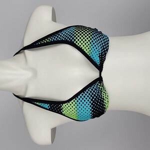 ⭐️3/ $30⭐️ La Vie en Rose Aqua Halter Bikini Top Blue Green Black Size Small